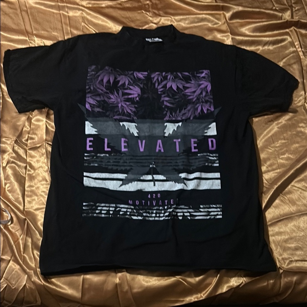 Black and Purple Short Sleeve Graphic Tee